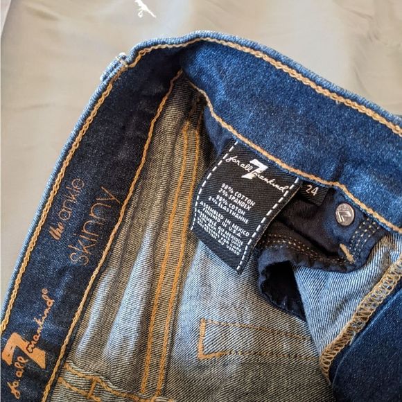7 For All Mankind 24 The Ankle Skinny Distressed 7FAM Women's Designer Jeans - Picture 8 of 16